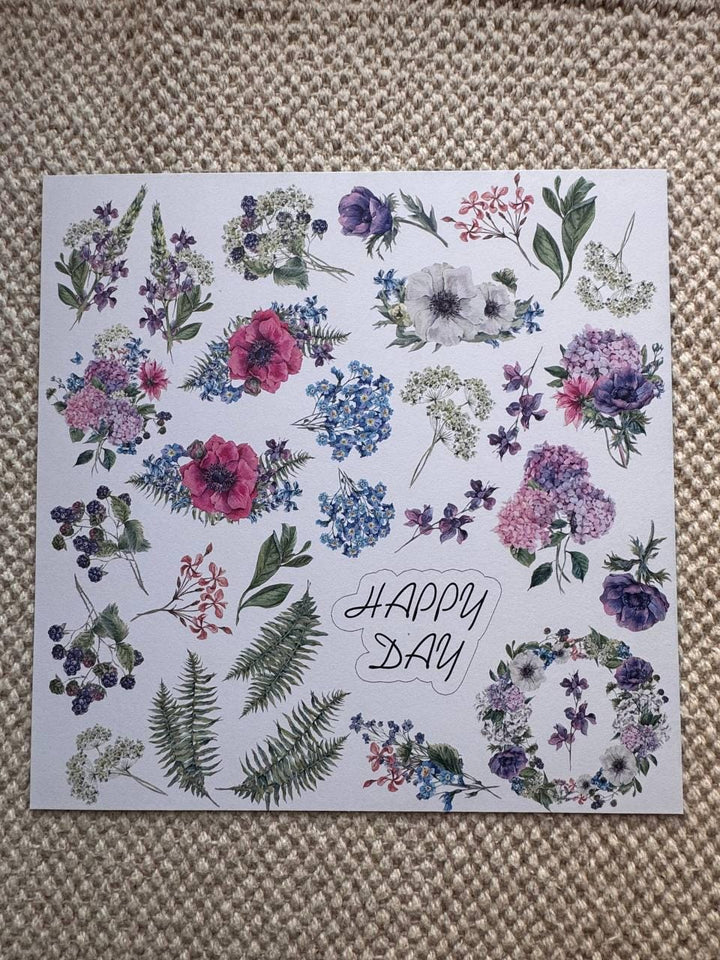 Night Garden Scrapbook Paper 8x8, Double Sided Floral Botanical Paper, Junk Journal Card Making Craft Supplies