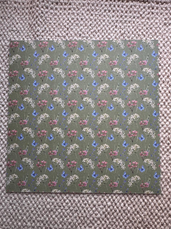 Night Garden Scrapbook Paper 8x8, Double Sided Floral Botanical Paper, Junk Journal Card Making Craft Supplies