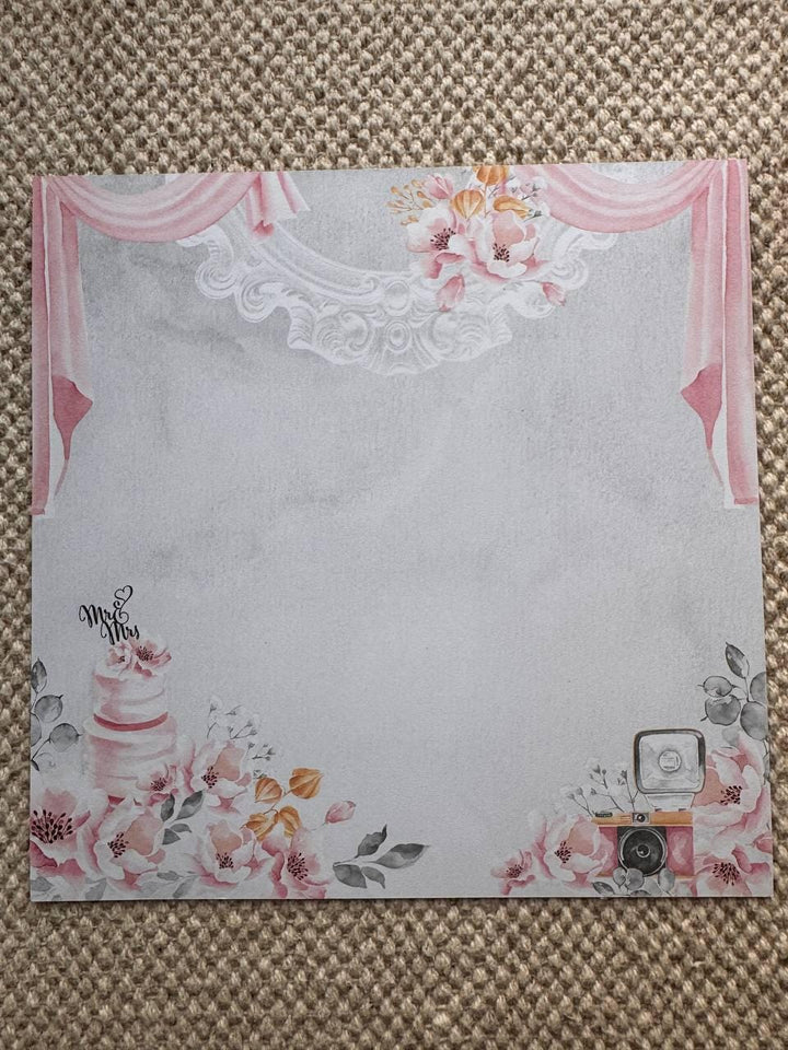 Say Yes Scrapbook Paper 8x8, Double Sided Pink Floral Paper, Wedding Junk Journal Card Making Craft Supplies