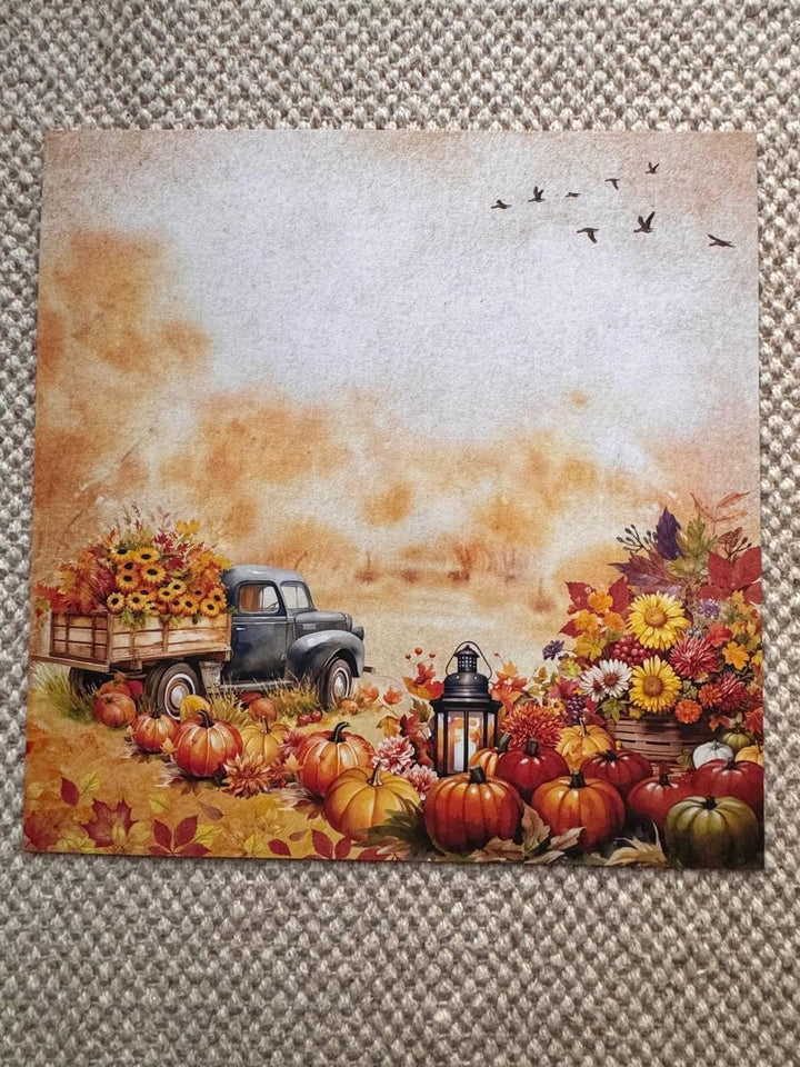 Bright Autumn Scrapbook Paper 8x8, Double Sided Autumn Paper, Fall Botanical Junk Journal Card Making Supplies