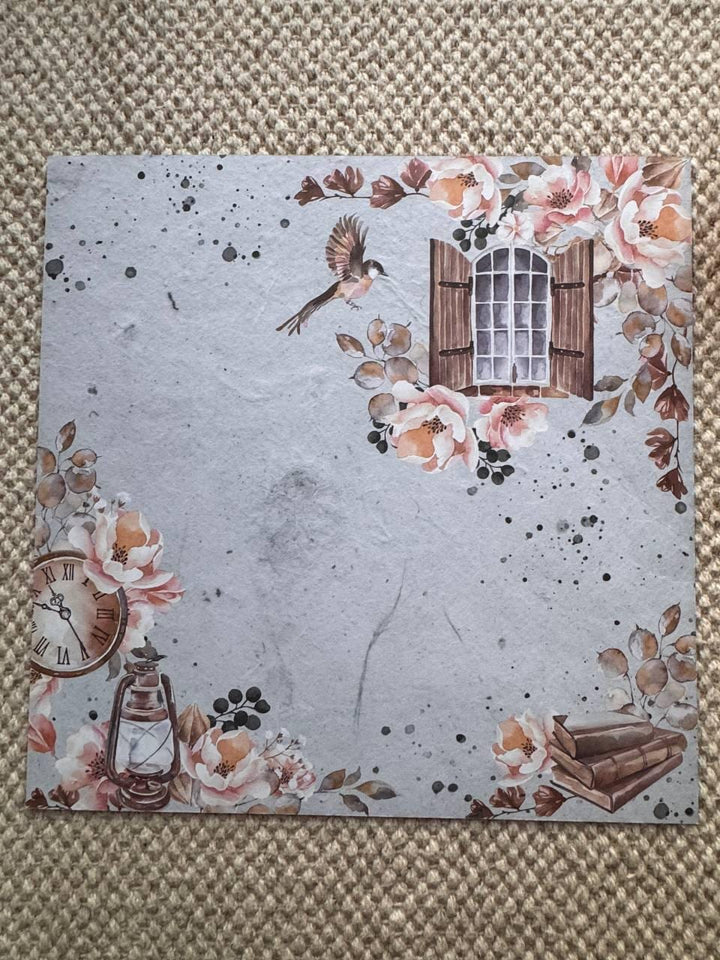 Sentimental Story Scrapbook Paper 8x8, Double Sided Vintage Floral Paper, Junk Journal Card Making Supplies