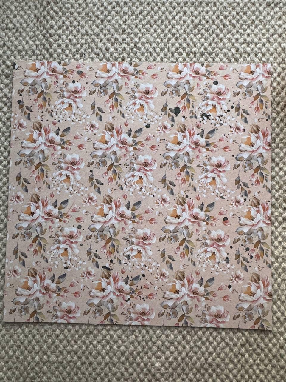 Sentimental Story Scrapbook Paper 8x8, Double Sided Vintage Floral Paper, Junk Journal Card Making Supplies