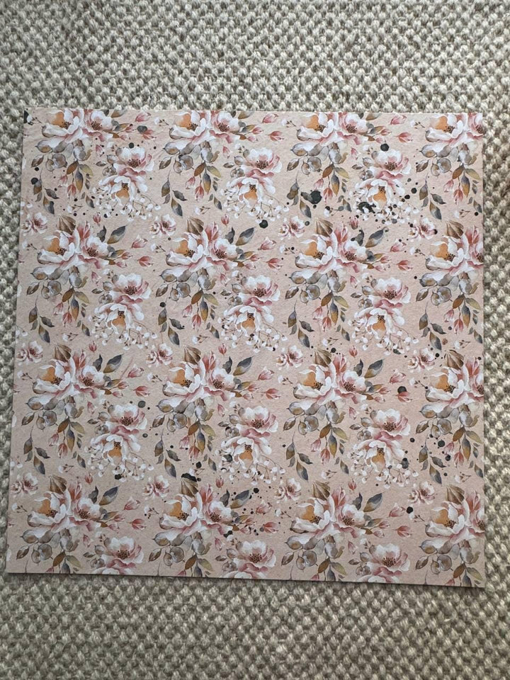 Sentimental Story Scrapbook Paper 8x8, Double Sided Vintage Floral Paper, Junk Journal Card Making Supplies