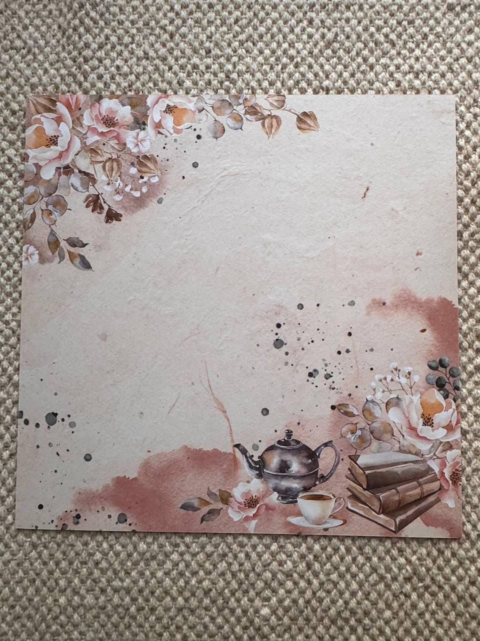 Sentimental Story Scrapbook Paper 8x8, Double Sided Vintage Floral Paper, Junk Journal Card Making Supplies