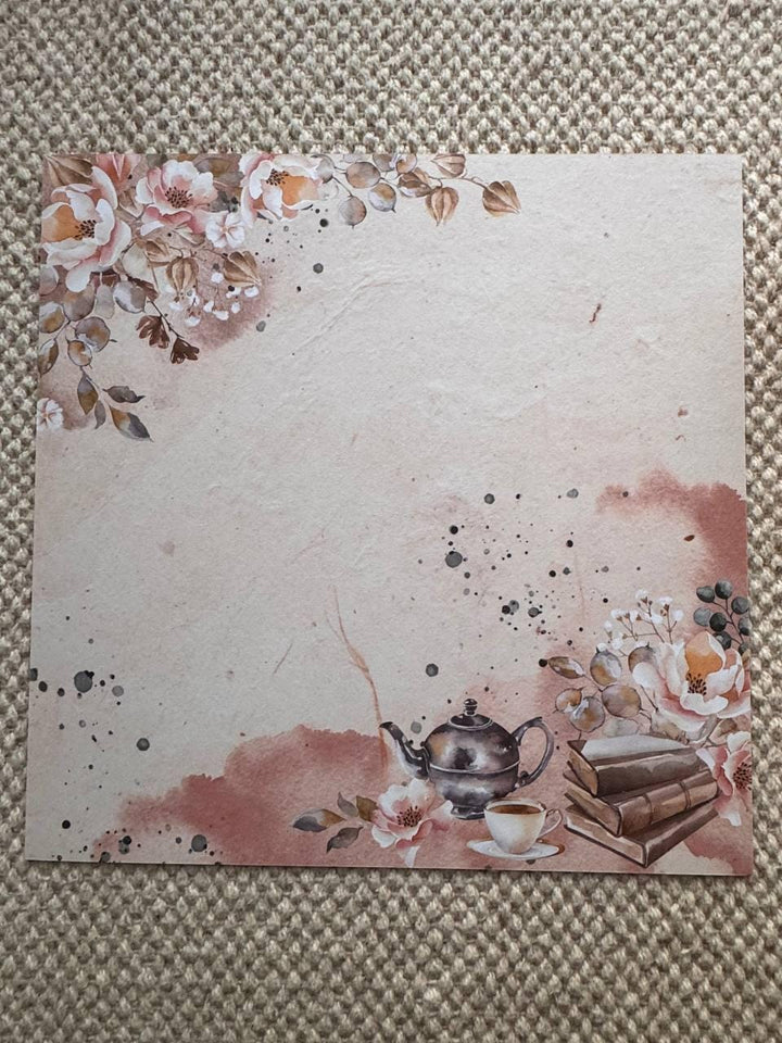 Sentimental Story Scrapbook Paper 8x8, Double Sided Vintage Floral Paper, Junk Journal Card Making Supplies