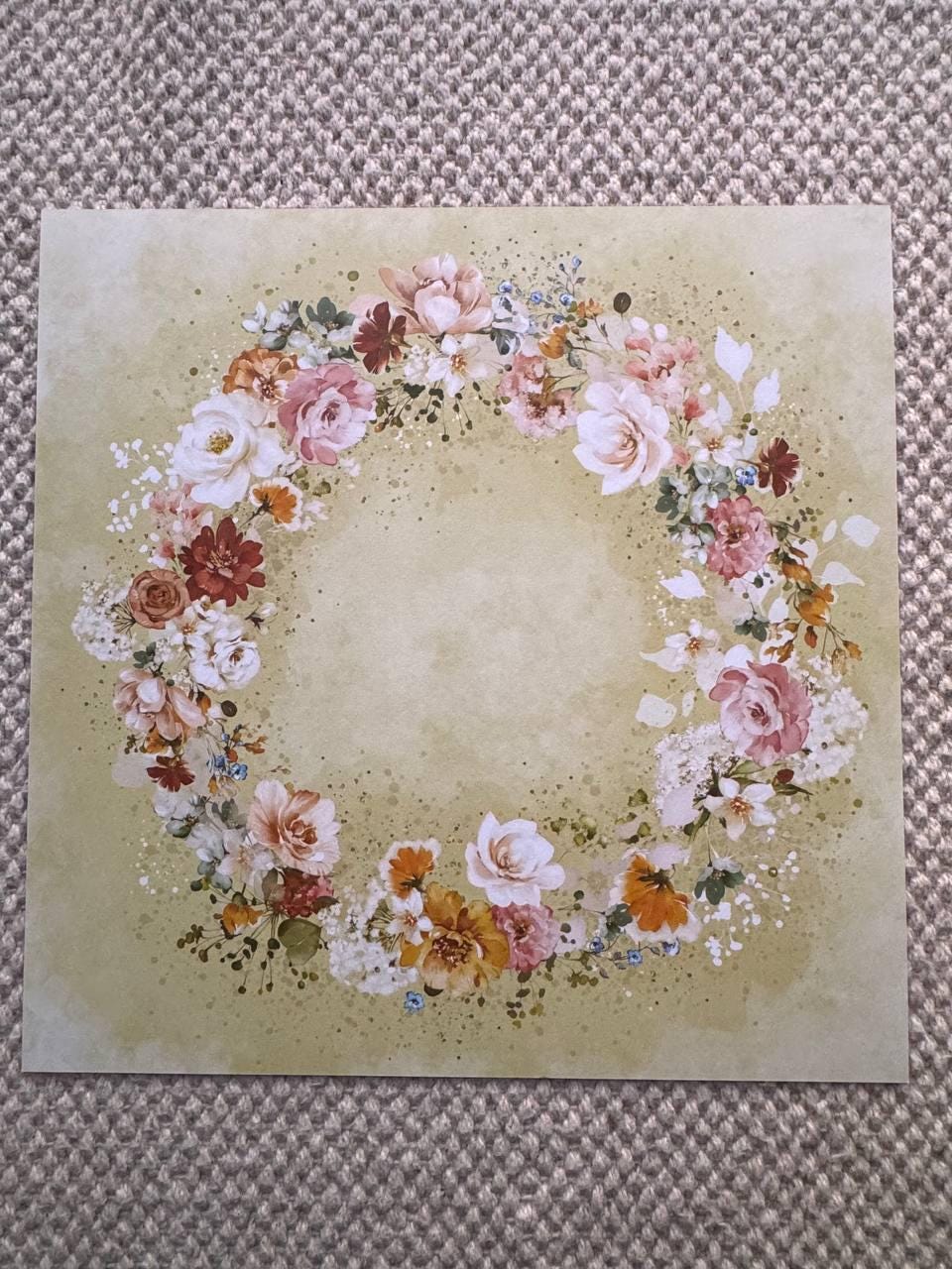Nostalgia Scrapbook Paper 12x12, Double Sided Vintage Floral Paper, Shabby Chic Junk Journal Craft Supplies