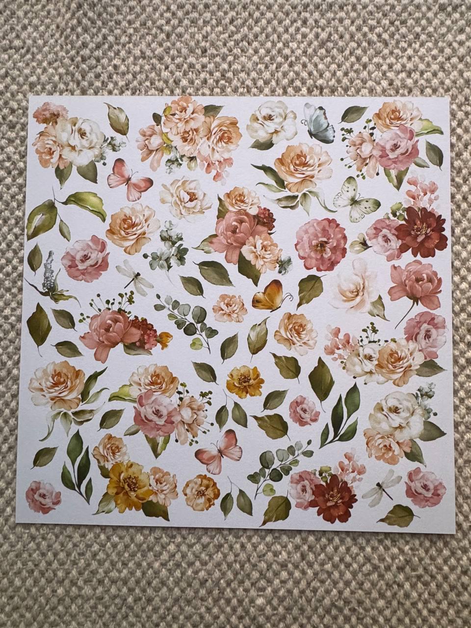 Nostalgia Scrapbook Paper 12x12, Double Sided Vintage Floral Paper, Shabby Chic Junk Journal Craft Supplies
