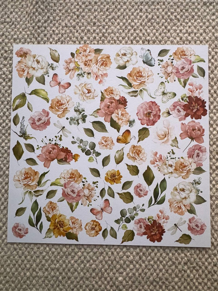 Nostalgia Scrapbook Paper 12x12, Double Sided Vintage Floral Paper, Shabby Chic Junk Journal Craft Supplies