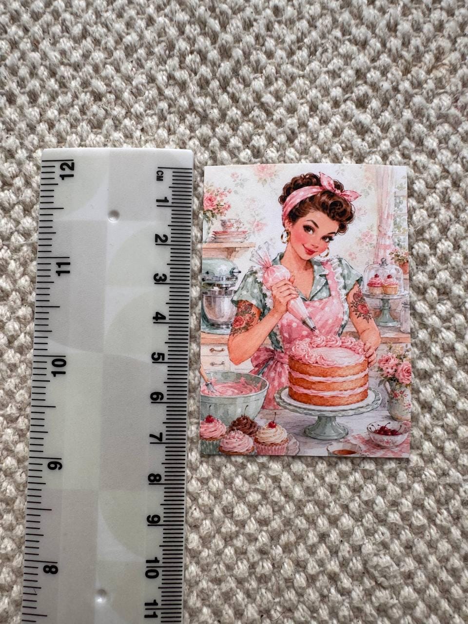 16 Vintage Baking Stickers, Retro Kitchen Girl Stickers, Cottagecore Bakery Scrapbook Stickers, Junk Journal Card Making Craft Supply