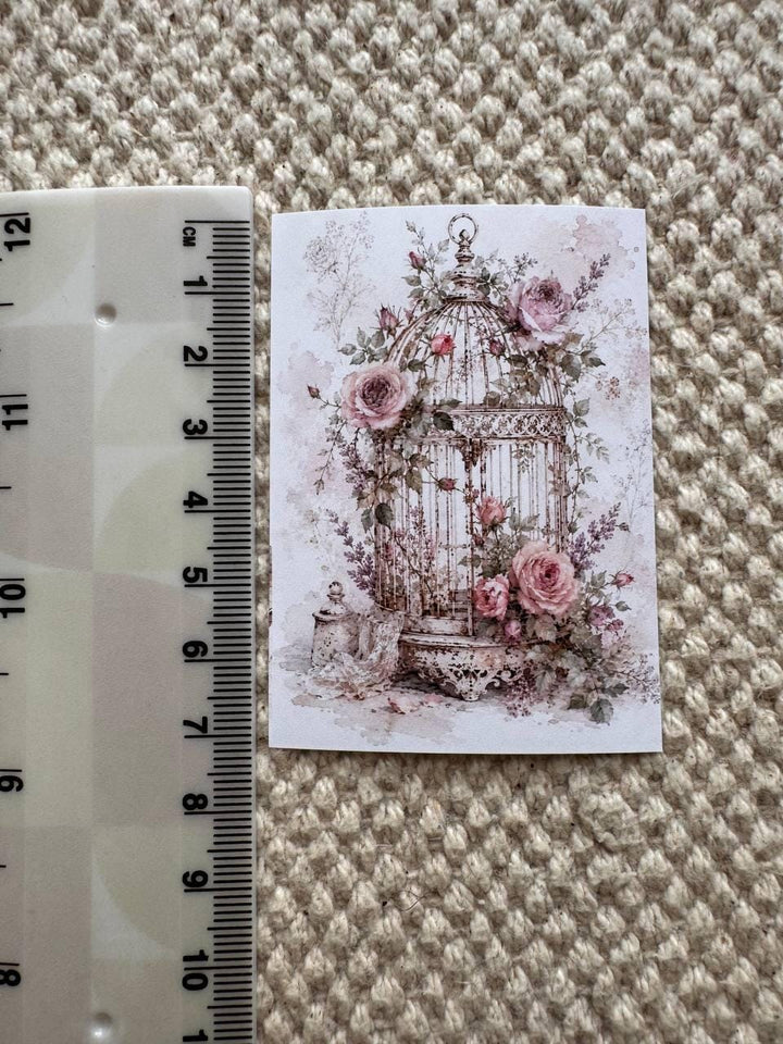 16 Vintage Floral Stickers, Shabby Chic Rose Stickers, Cottagecore Garden, French Vintage Scrapbook, Junk Journal & Card Making