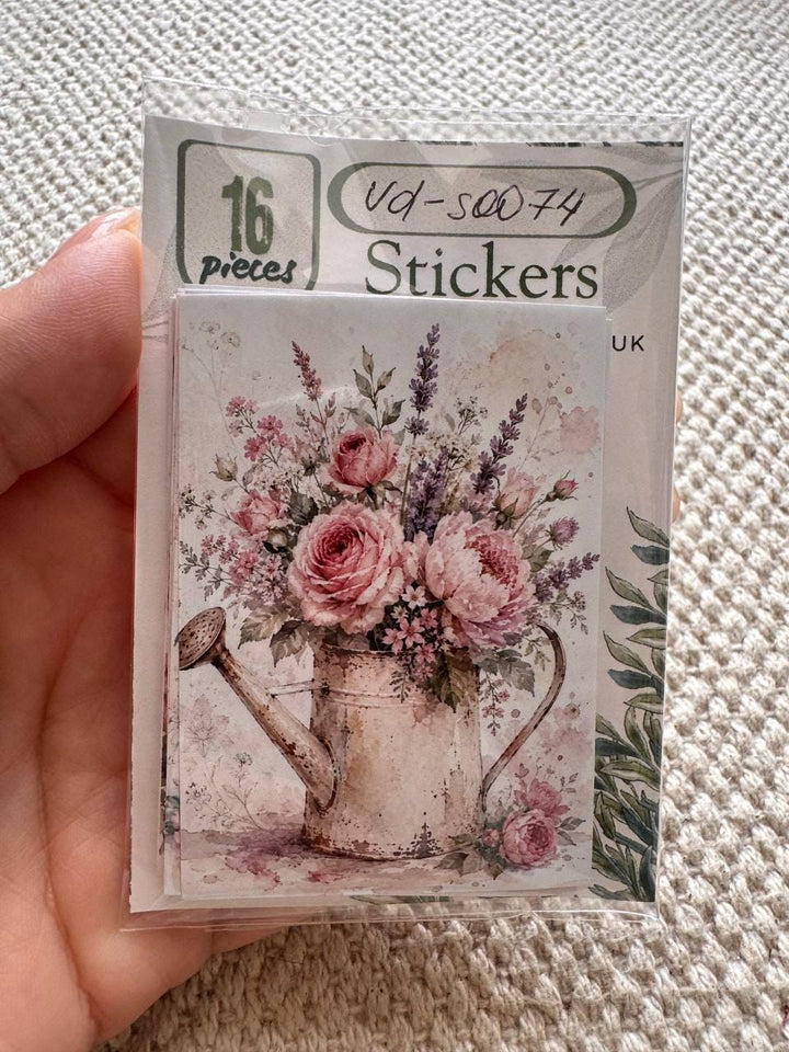 16 Vintage Floral Stickers, Shabby Chic Rose Stickers, Cottagecore Garden, French Vintage Scrapbook, Junk Journal & Card Making