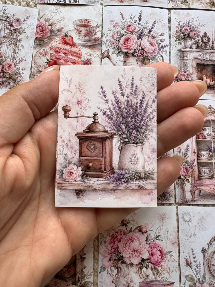 16 Vintage Floral Stickers, Shabby Chic Rose Stickers, Cottagecore Garden, French Vintage Scrapbook, Junk Journal & Card Making