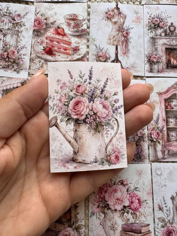 16 Vintage Floral Stickers, Shabby Chic Rose Stickers, Cottagecore Garden, French Vintage Scrapbook, Junk Journal & Card Making