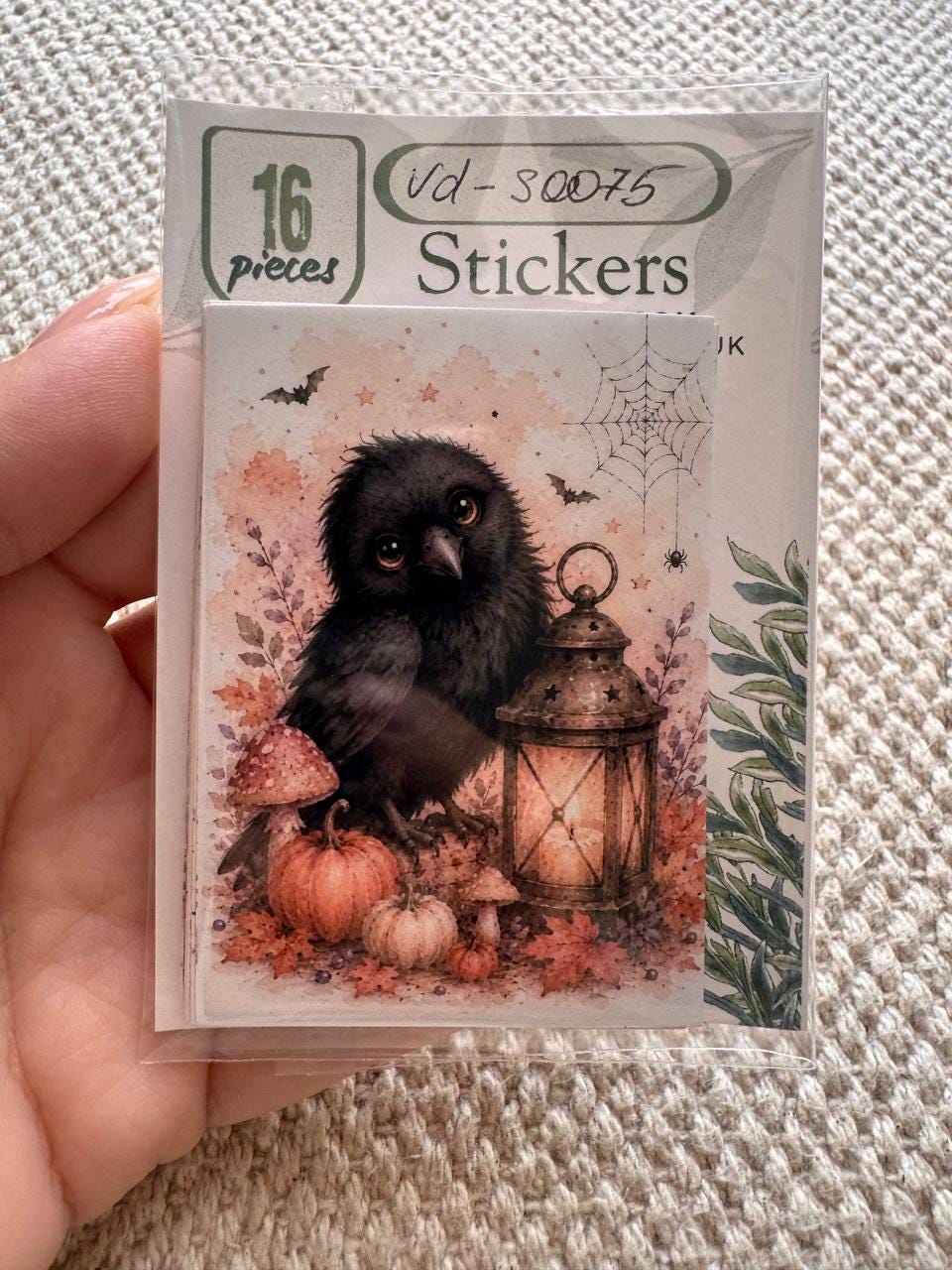 16 Cute Halloween Stickers, Whimsical Witch Animals, Pumpkin & Ghost Stickers, Autumn Scrapbook, Junk Journal, Halloween Crafts