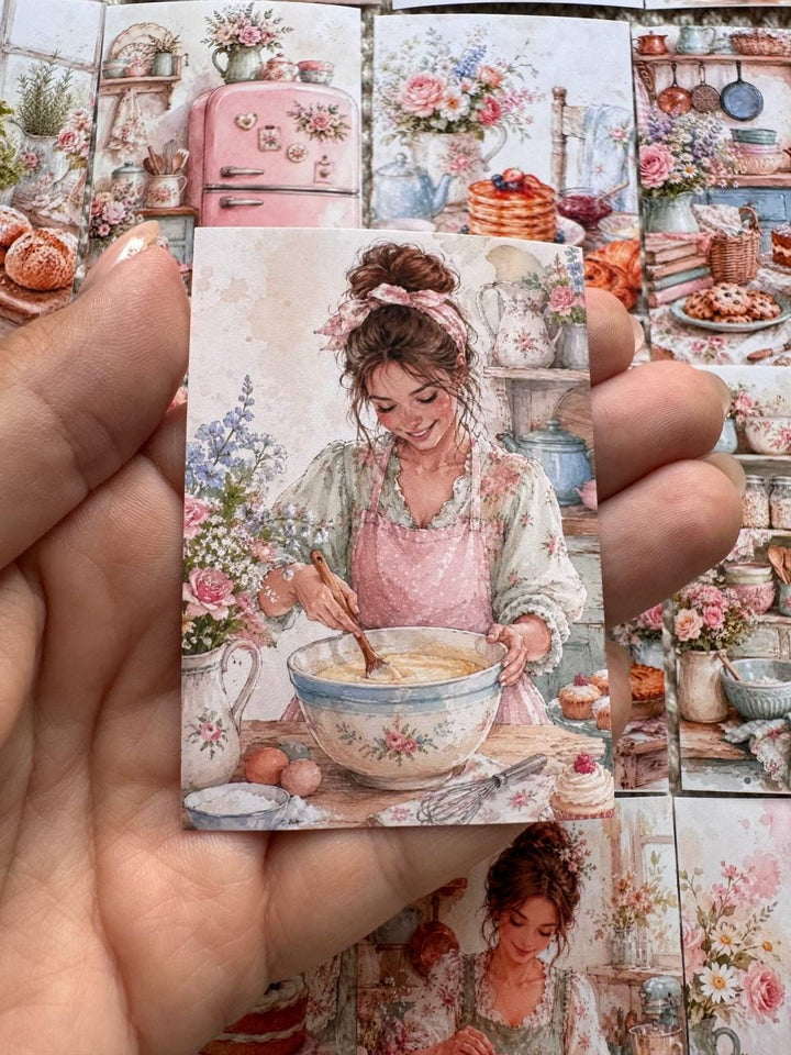 16 Vintage Baking Stickers, Cottage Kitchen Stickers, Floral Bakery & Cake Stickers, Junk Journal, Scrapbook, Cottagecore Craft