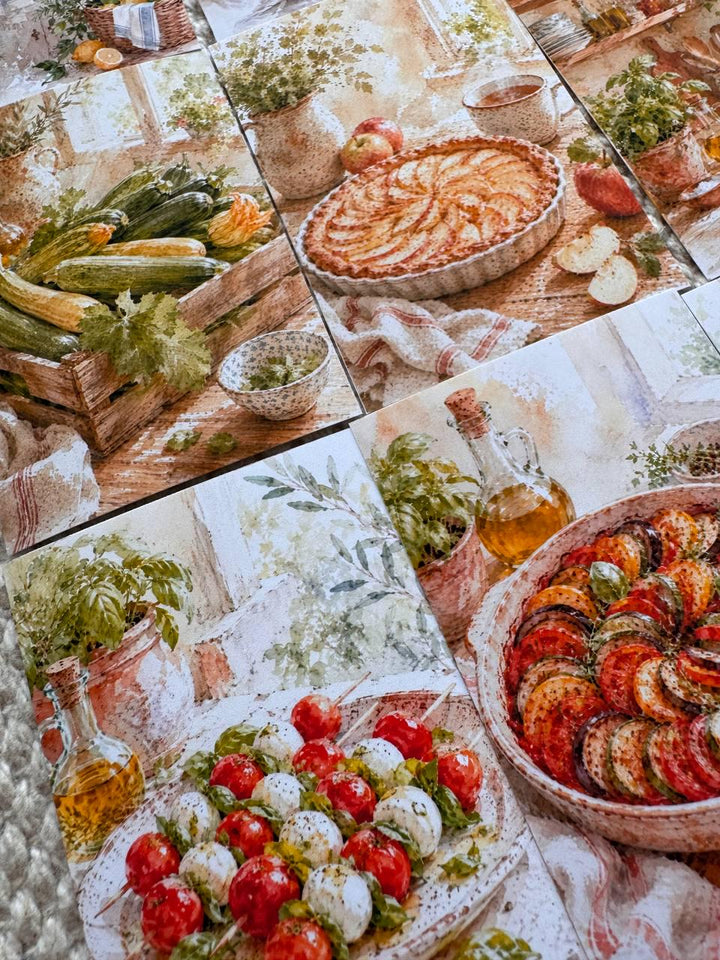 16 Mediterranean Food Stickers, Italian Kitchen & Cooking Stickers, Vegetables, Rustic Food, Junk Journal Scrapbook Planner Supplies