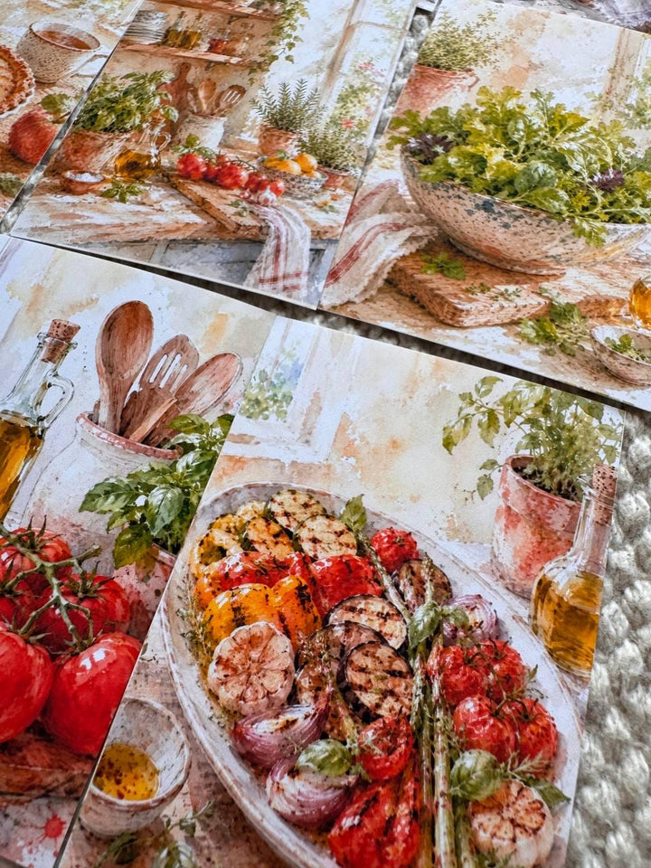 16 Mediterranean Food Stickers, Italian Kitchen & Cooking Stickers, Vegetables, Rustic Food, Junk Journal Scrapbook Planner Supplies
