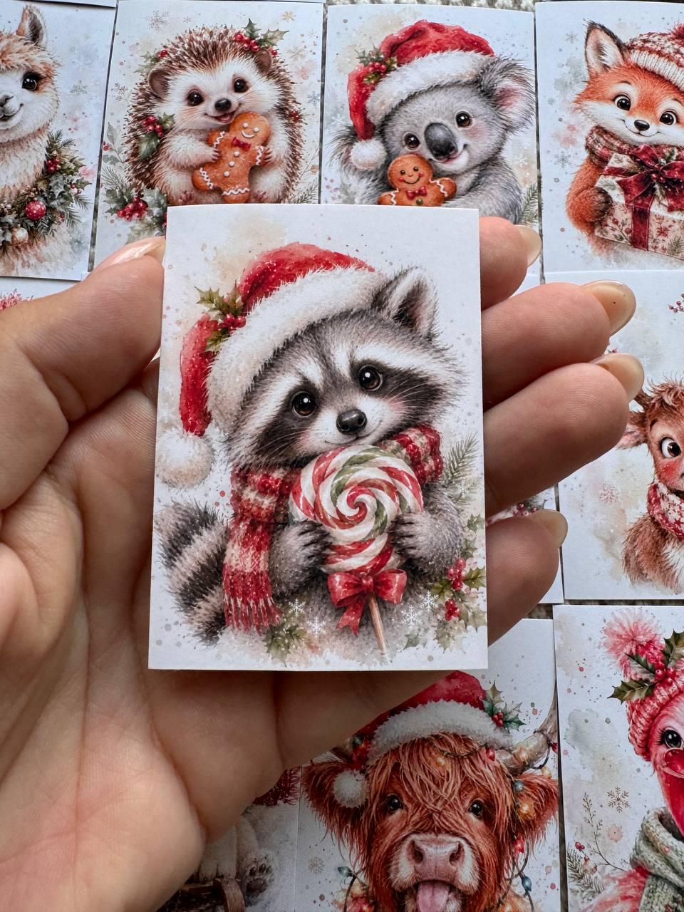 16 Cute Christmas Animal Stickers, Watercolour Festive Animals, Reindeer Fox Cat Koala, Junk Journal Scrapbook Christmas Craft Supplies