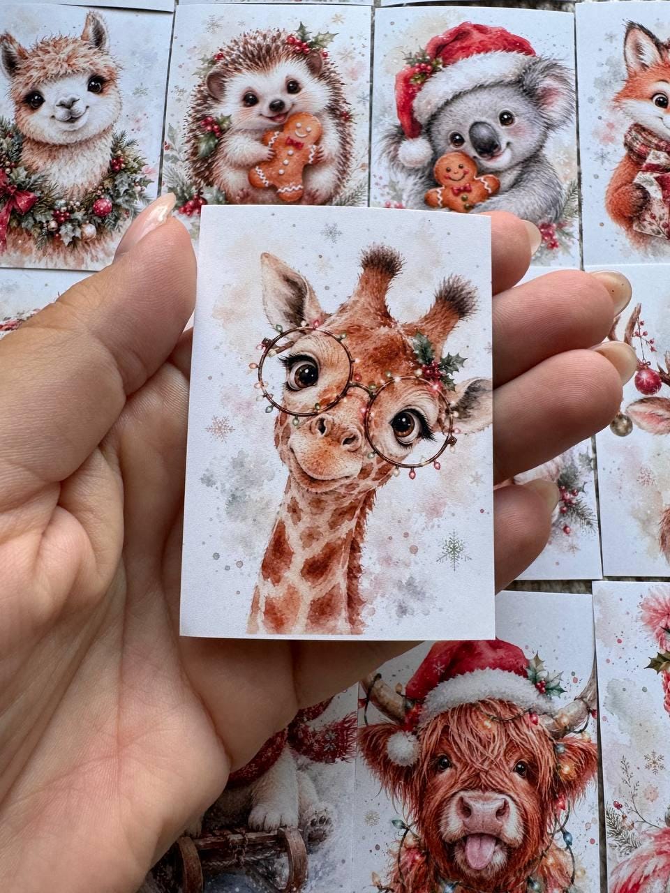 16 Cute Christmas Animal Stickers, Watercolour Festive Animals, Reindeer Fox Cat Koala, Junk Journal Scrapbook Christmas Craft Supplies