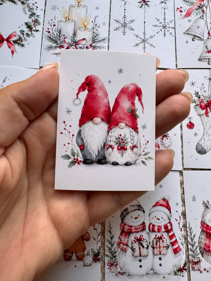 16 Christmas Stickers, Cute Winter Animals, Red White Xmas Stickers, Watercolour Festive Junk Journal Scrapbook Planner Craft Supplies