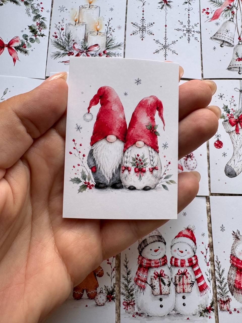 16 Christmas Stickers, Cute Winter Animals, Red White Xmas Stickers, Watercolour Festive Junk Journal Scrapbook Planner Craft Supplies