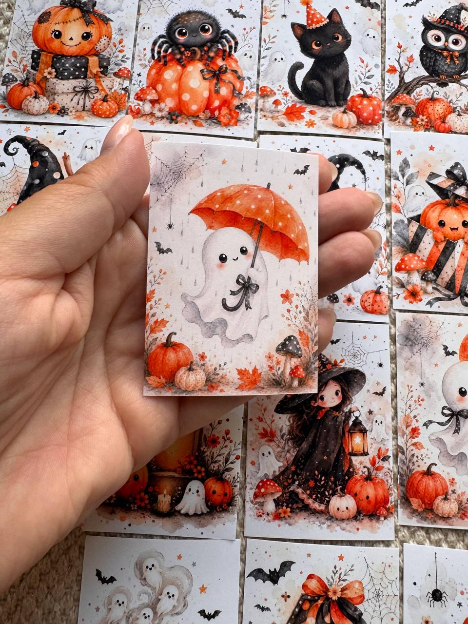 16 Cute Halloween Stickers, Pumpkin Ghost Witch Black Cat Stickers, Spooky Autumn Scrapbook Junk Journal Planner Craft Supplies