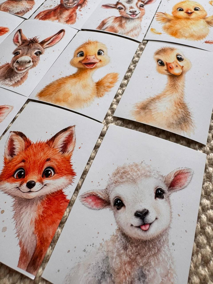 16 Funny Farm Animal Stickers, Cute Watercolour Animals, Duck Cow Pig Donkey Sheep Stickers, Journal Scrapbook Craft Stickers UK