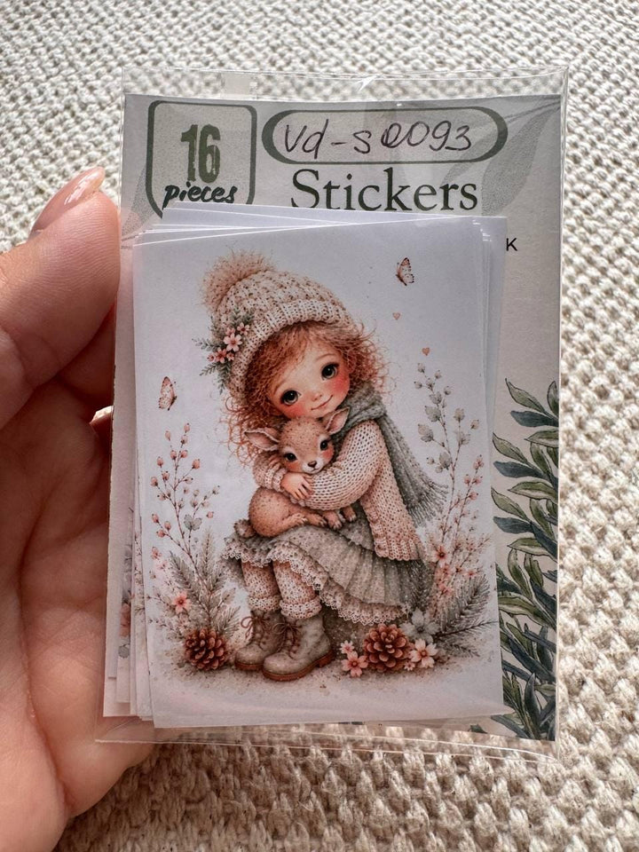 16 Cute Fairy Girl Stickers, Woodland Bunny Stickers, Whimsical Watercolour Stickers, Junk Journal Scrapbook Planner Craft Supplies