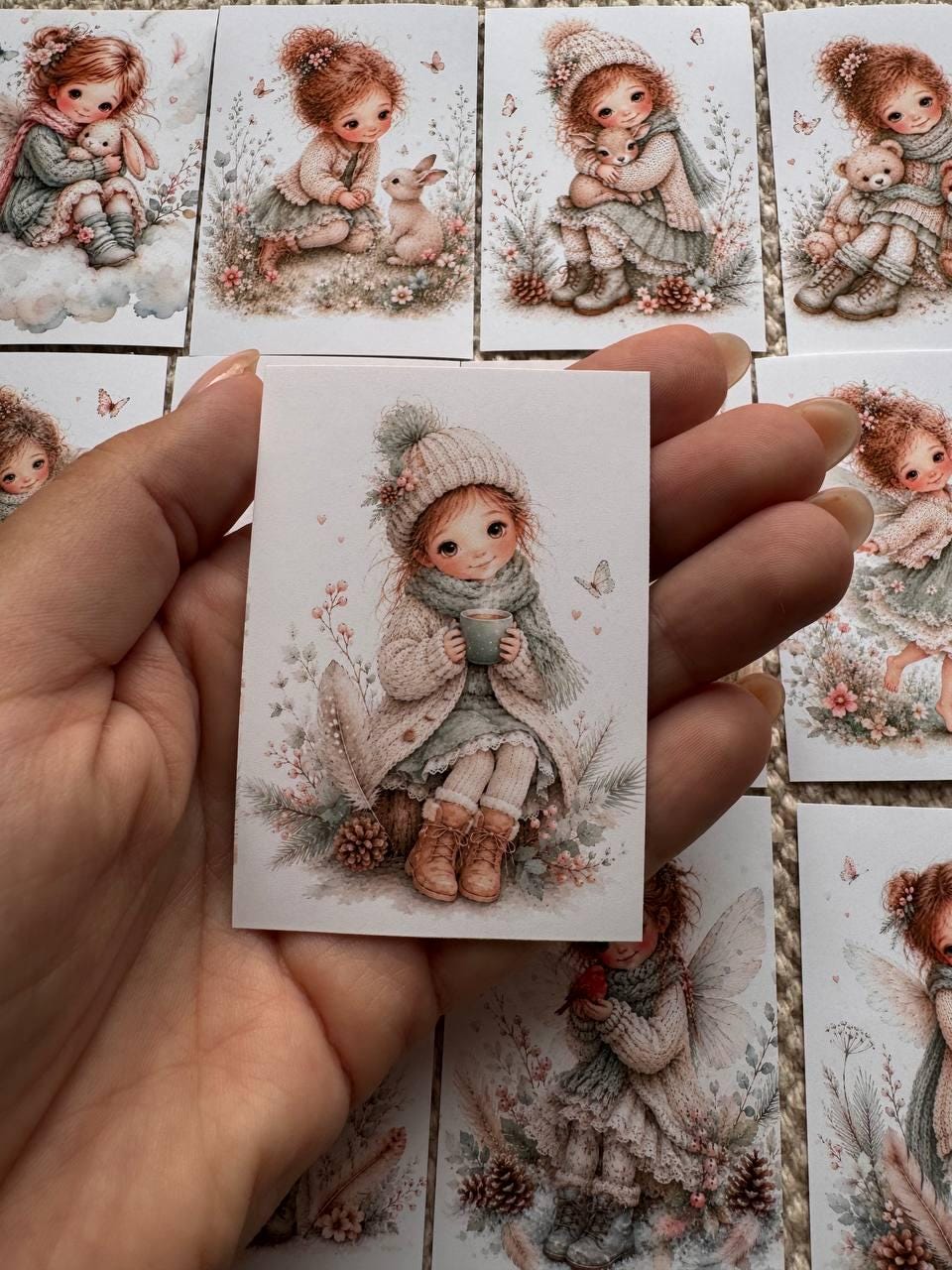 16 Cute Fairy Girl Stickers, Woodland Bunny Stickers, Whimsical Watercolour Stickers, Junk Journal Scrapbook Planner Craft Supplies