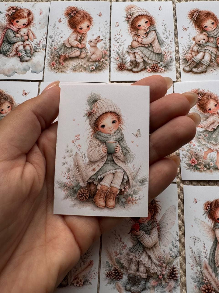 16 Cute Fairy Girl Stickers, Woodland Bunny Stickers, Whimsical Watercolour Stickers, Junk Journal Scrapbook Planner Craft Supplies