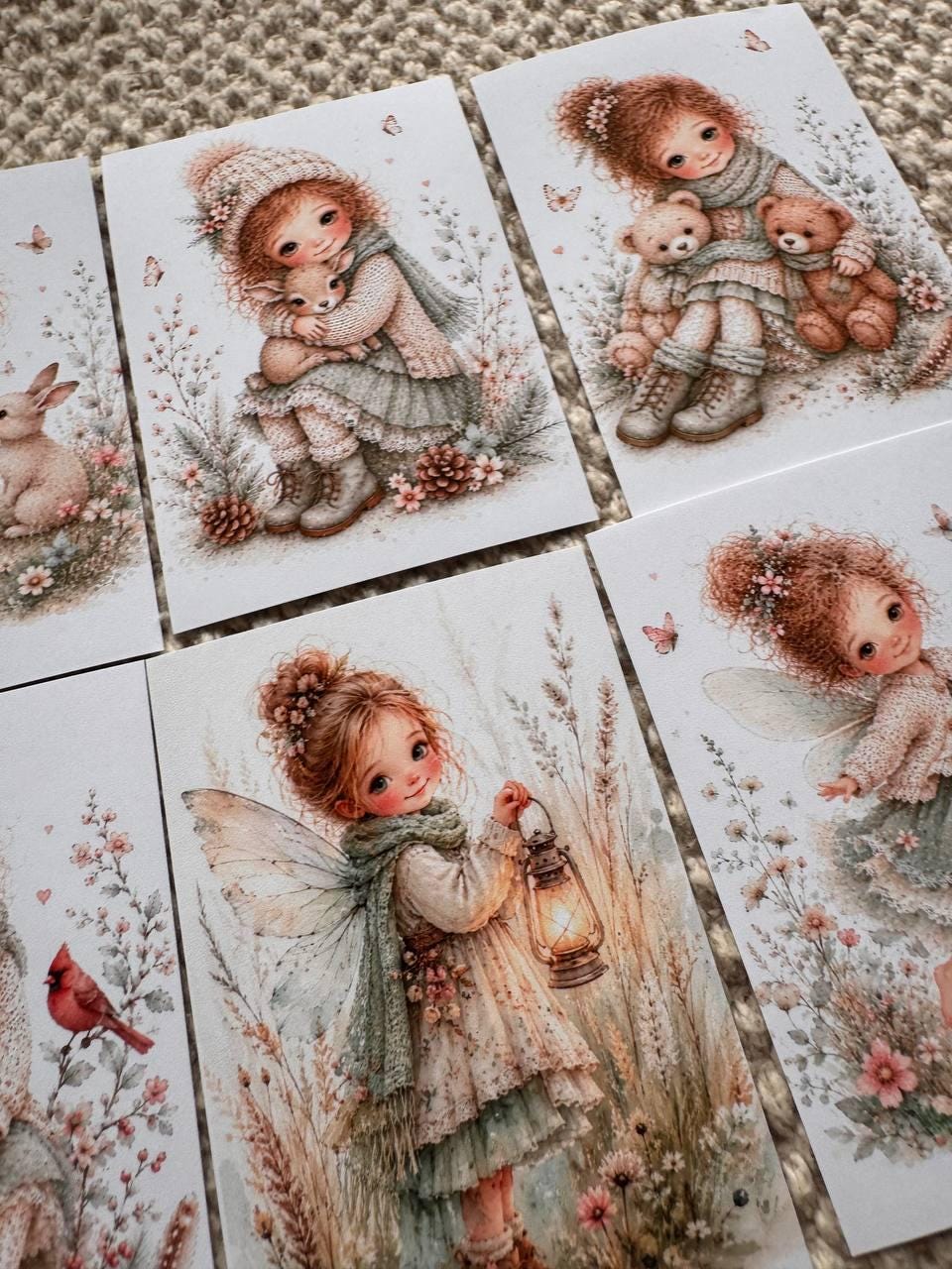 16 Cute Fairy Girl Stickers, Woodland Bunny Stickers, Whimsical Watercolour Stickers, Junk Journal Scrapbook Planner Craft Supplies