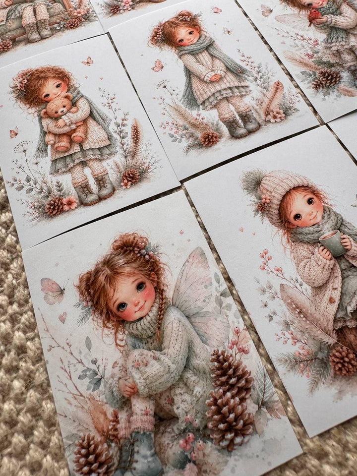 16 Cute Fairy Girl Stickers, Woodland Bunny Stickers, Whimsical Watercolour Stickers, Junk Journal Scrapbook Planner Craft Supplies