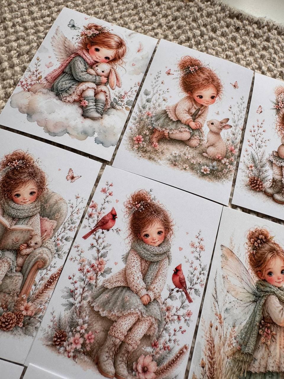 16 Cute Fairy Girl Stickers, Woodland Bunny Stickers, Whimsical Watercolour Stickers, Junk Journal Scrapbook Planner Craft Supplies