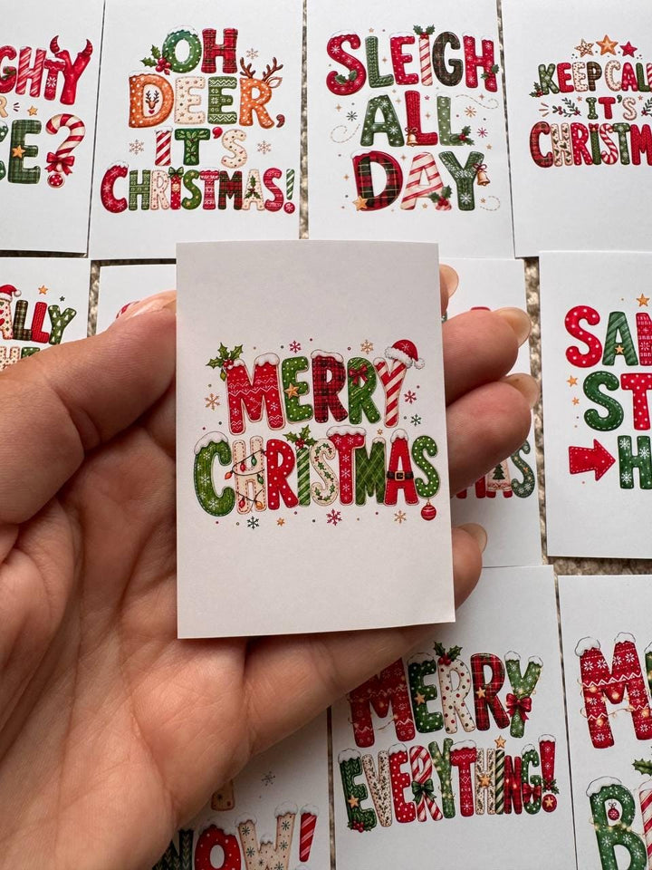 16 Christmas Quote Stickers, Funny Festive Sayings, Merry Christmas Stickers, Xmas Scrapbook Junk Journal Planner Craft Stickers