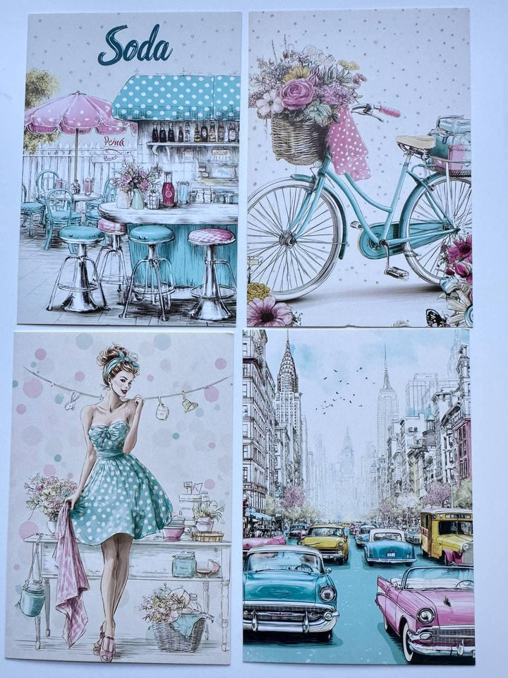 Set of 20 Vintage Shabby Chic Postcards, Retro Ephemera Pack, Junk Journal Cards, Cottagecore Scrapbook Paper, Collage Cards, 10x15 cm
