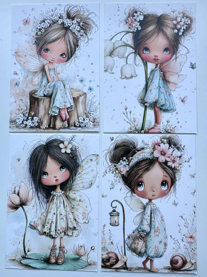 Set of 20 Fairy Postcards Set, Whimsical Fairy Ephemera, Junk Journal Cards, Cottagecore Scrapbook Paper, Fantasy Art Cards 10x15 cm