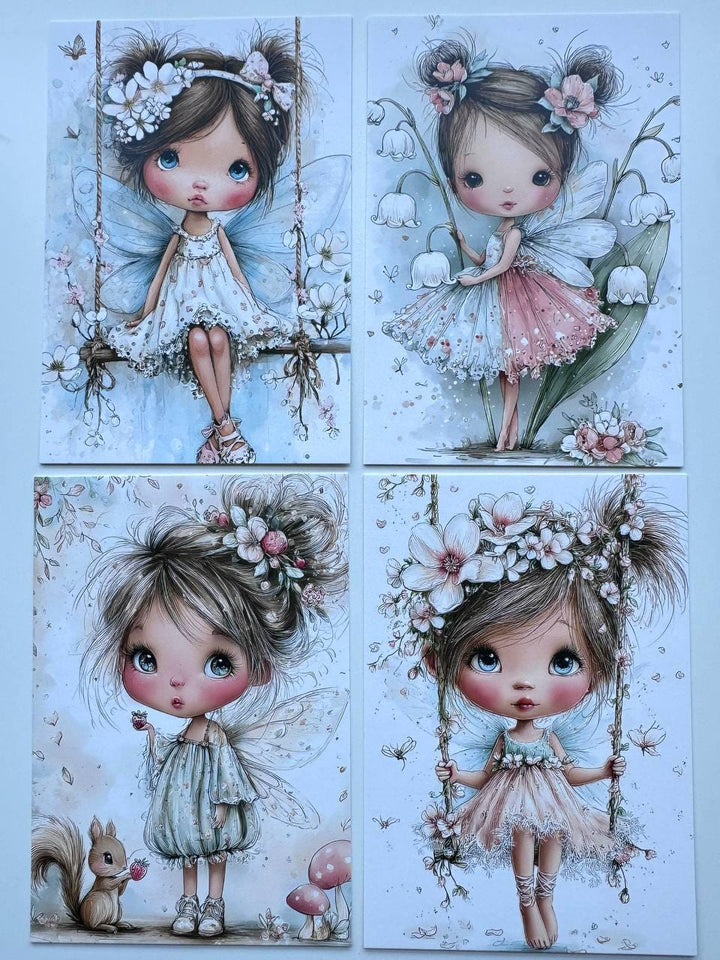 Set of 20 Fairy Postcards Set, Whimsical Fairy Ephemera, Junk Journal Cards, Cottagecore Scrapbook Paper, Fantasy Art Cards 10x15 cm