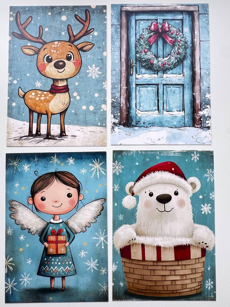 Set of 20 Christmas Cards, Winter Junk Journal Cards, Cute Christmas Ephemera, Scrapbooking Supplies, Festive Paper Craft, Santa Cards