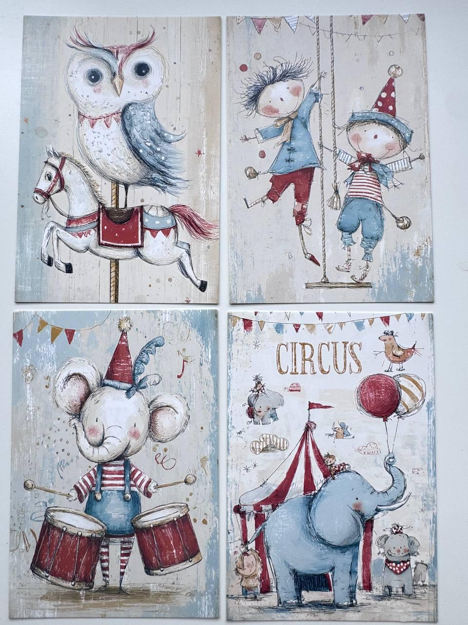 Set of 20 Vintage Circus Cards, Cute Animal Journal Cards, Circus Ephemera, Junk Journal Supplies, Scrapbooking Paper, Nursery Craft