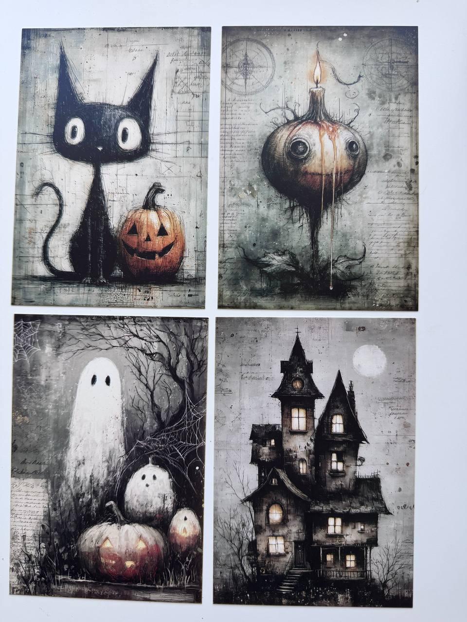 Set of 20 Spooky Halloween Cards, Gothic Journal Cards, Dark Halloween Ephemera, Junk Journal Supplies, Scrapbooking Paper, Witchy Decor