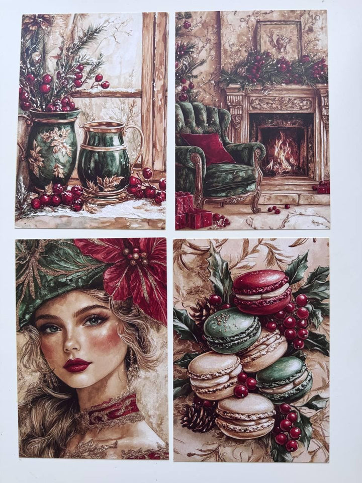 Set of 20 Vintage Christmas Journal Cards, Festive Ephemera, Santa & Reindeer Cards, Junk Journal Supplies, Scrapbooking, Winter Crafts