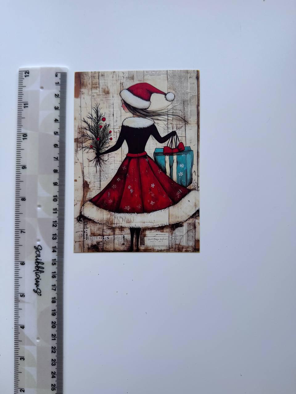 Set of 20 Christmas Journal Cards, Whimsical Santa & Snowman Cards, Vintage Christmas Ephemera, Junk Journal Scrapbooking Supplies