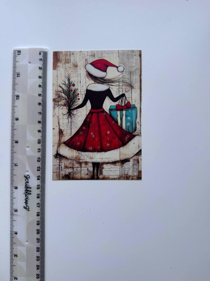 Set of 20 Christmas Journal Cards, Whimsical Santa & Snowman Cards, Vintage Christmas Ephemera, Junk Journal Scrapbooking Supplies