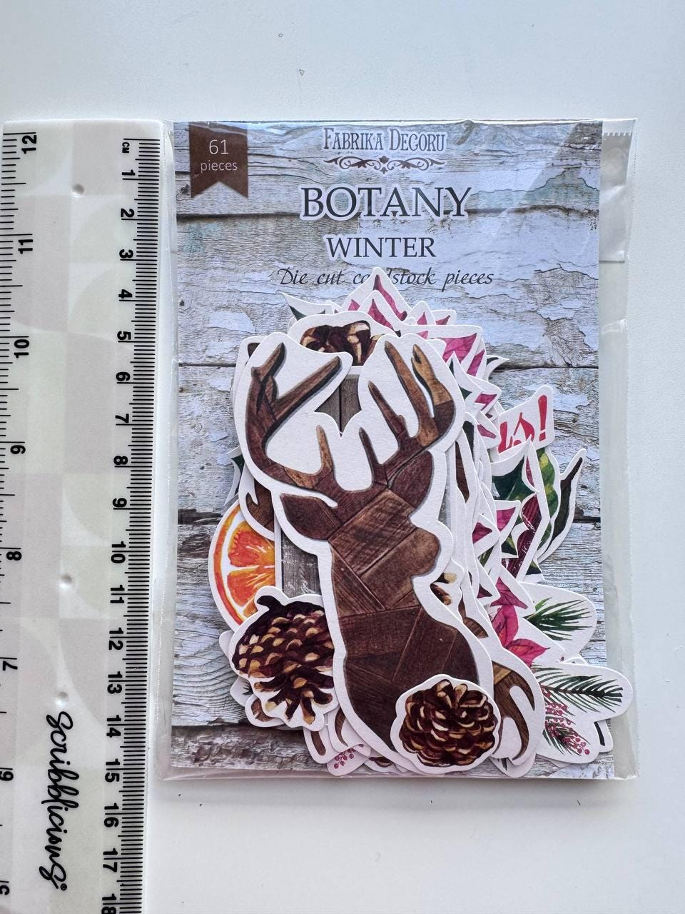 61 Christmas Die Cuts, Winter Botanical Ephemera, Poinsettia & Deer Cardstock Pieces, NOT Stickers, No Adhesive, Junk Journal