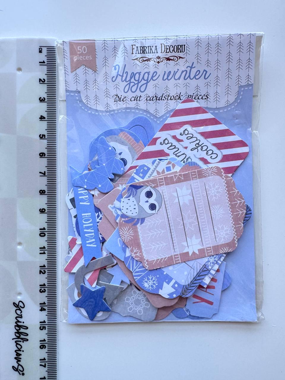 50 Hygge Winter Die Cuts, Christmas Words & Labels, Winter Ephemera, Cardstock Pieces, NOT Stickers, No Adhesive