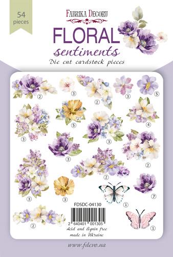 54 Floral Sentiments Die Cuts, Purple Flower & Butterfly Ephemera, Cardstock Pieces, NOT Stickers, No Adhesive, Junk Journal