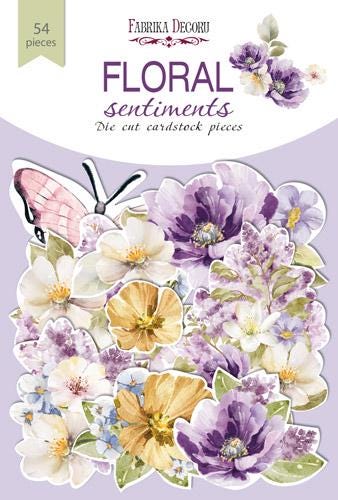 54 Floral Sentiments Die Cuts, Purple Flower & Butterfly Ephemera, Cardstock Pieces, NOT Stickers, No Adhesive, Junk Journal