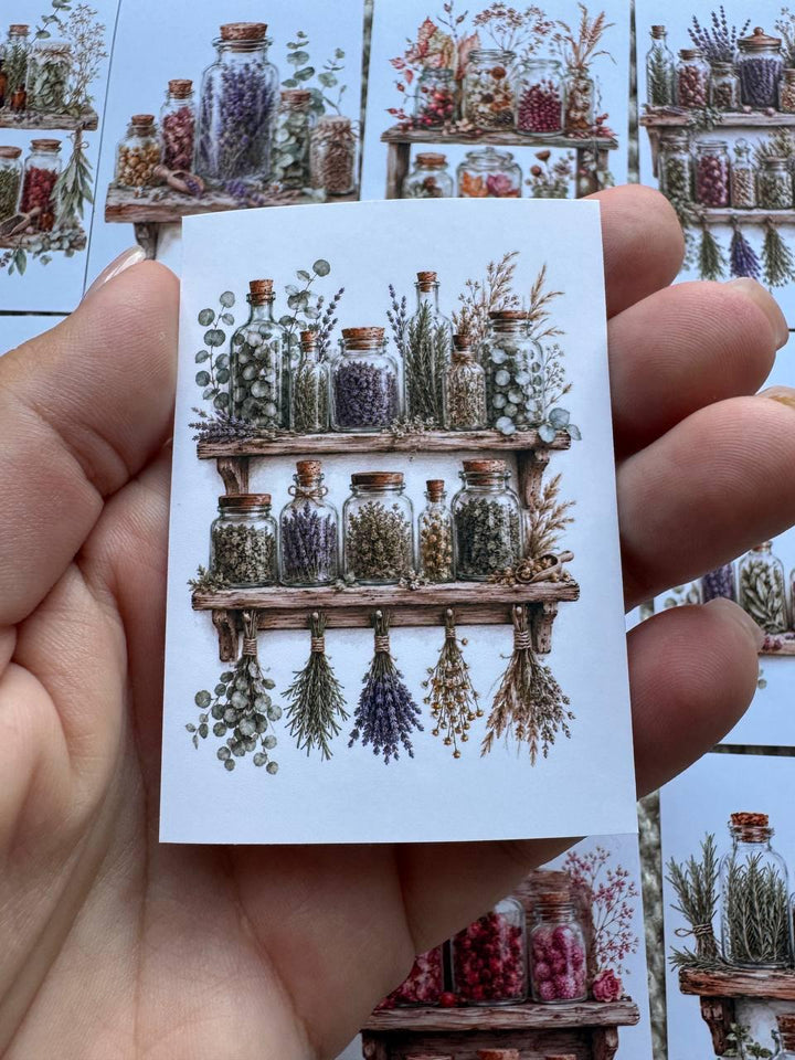 16 Botanical Apothecary Stickers, Vintage Herb Jar Stickers, Watercolor Herbal Bottles, Junk Journal Scrapbook Cottagecore Decor