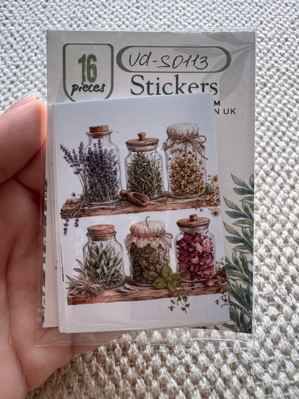 16 Botanical Apothecary Stickers, Vintage Herb Jar Stickers, Watercolor Herbal Bottles, Junk Journal Scrapbook Cottagecore Decor