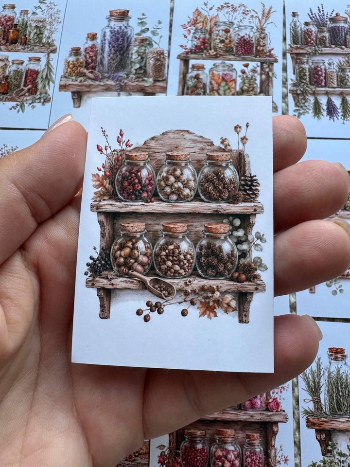 16 Botanical Apothecary Stickers, Vintage Herb Jar Stickers, Watercolor Herbal Bottles, Junk Journal Scrapbook Cottagecore Decor
